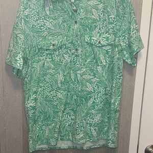 Coral Bay Green and White Casual Button Down Shirt